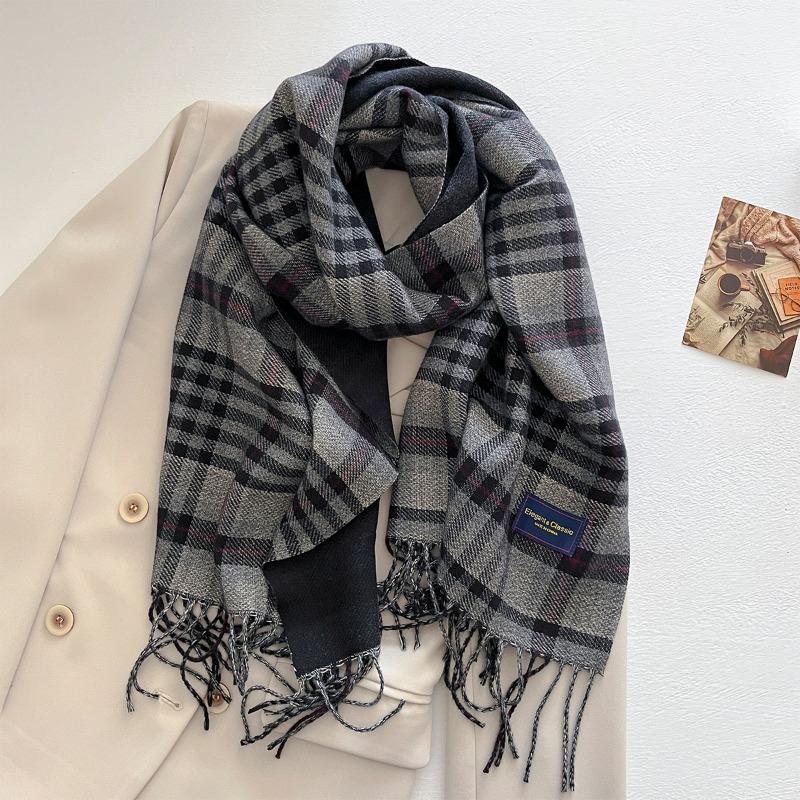 Autumn and Winter New Imitation Cashmere Plaid Scarf Women's Daily Couple Thickened Warm Scarf Shawl