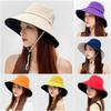 Ladies Holiday Reversible Wide Brim Bucket Sun Hat Foldable Summer Fisherman Cap