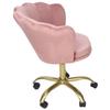 Velvet Chair Petal Shape Height Adjustable Rotating Work Chair with Wheels for Home Office Pink