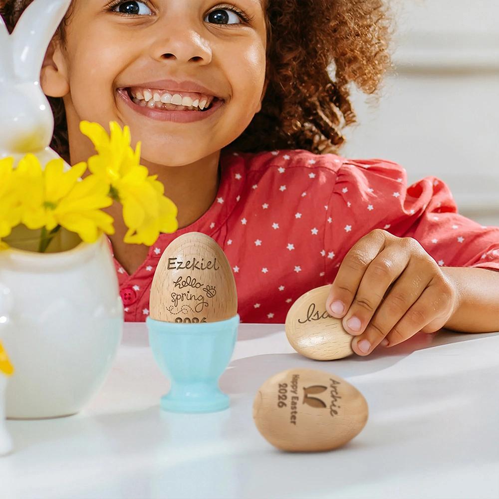 Personalized Wooden Egg Easter Bunny Inspired Egg Design Personalized Lettering Lovely Home Decor Great Basket Filler For Kids