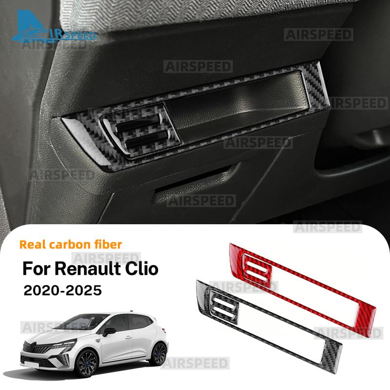 Real Soft Carbon Fiber Sticker Trim LHD For Renault Clio 5 MK5     2024 2025 Car Driver's Storage Box Frame
