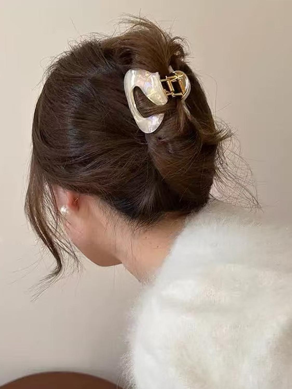 

1pc korean style acetate alloy hair claw, retro temperament cloud hairpin shark clip, chic and versatile personality hair claw