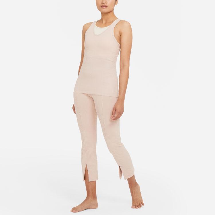 Nike Yoga Solid Casual Sports Ribbed Tank Top Women Tops Soft-Orange DA0805-207