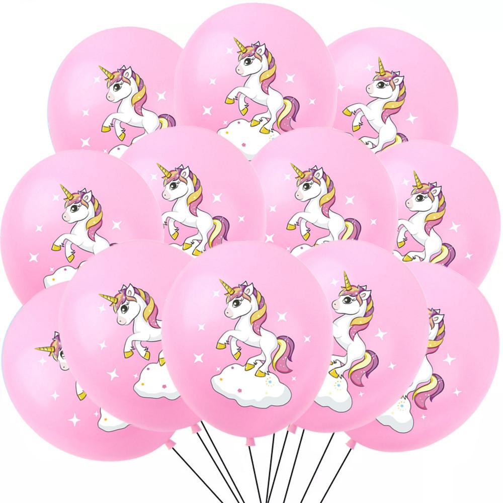 Rainbow Unicorn Latex Balloons for Kids, Birthday Party Decorations, Baby Shower, Party Toys, 12 ", 12Pcs