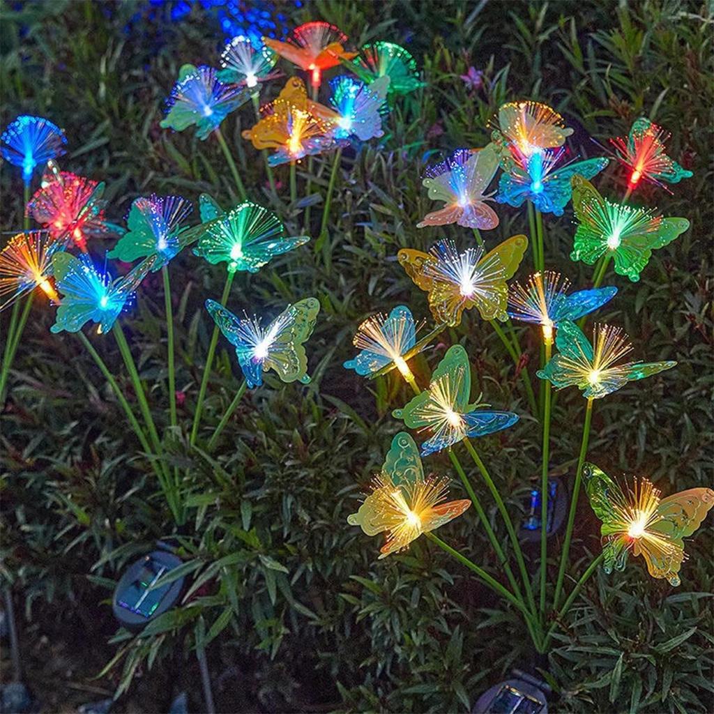 Solar Led Butterfly Flower Light Lights For Outdoor Garden Waterproof Lawn Ground Pathway Stake Lamp Decor Yard Ip65 Panel Fence