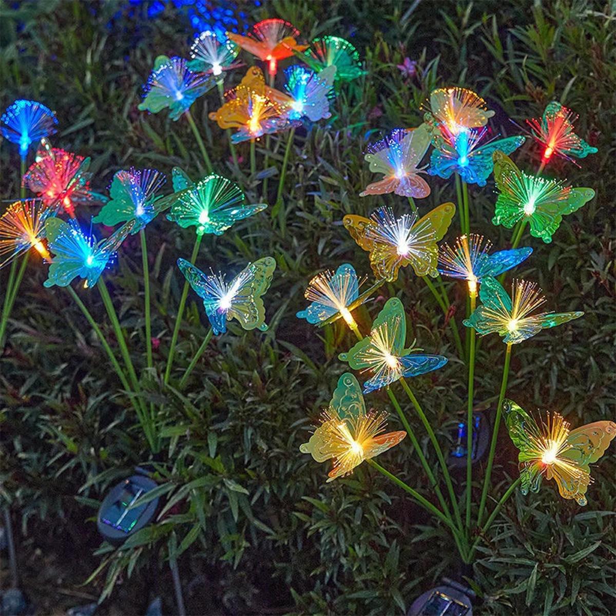 

Solar Led Butterfly Flower Light Lights For Outdoor Garden Waterproof Lawn Ground Pathway Stake Lamp Decor Yard Ip65 Panel Fence