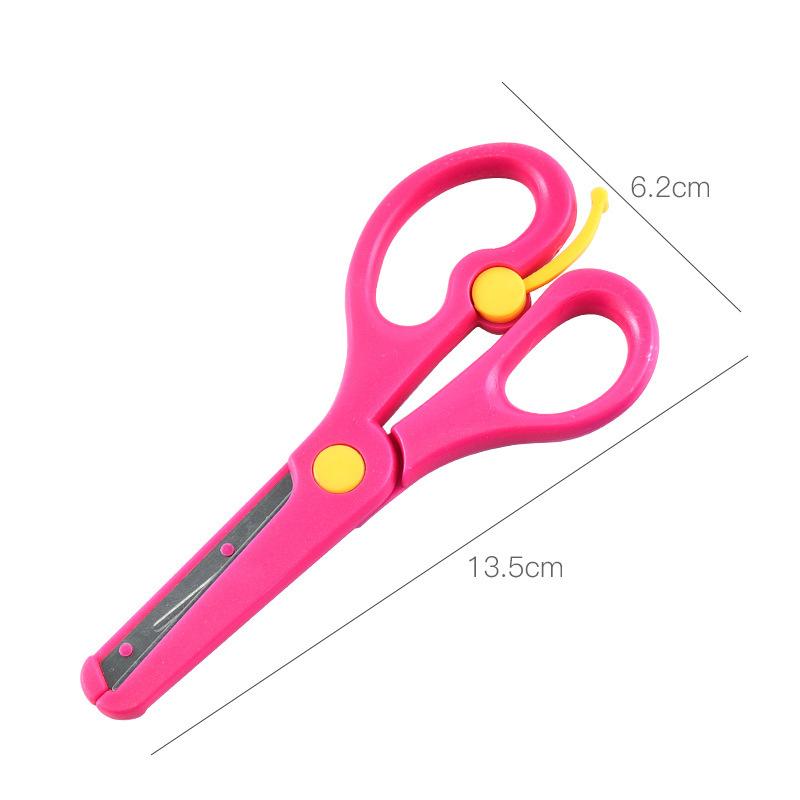 1Pc Color Cartoon Kids Safety Encase Edge Stationery Scissor Student Handmade DIY Plastic Spring Scissors Office Paper Cutter