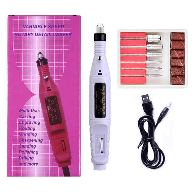 Electric Nail Drill Machine Portable USB Manicure Pedicure Set Professional File Kit for Acrylic Gel Nails Polish Salon Tools