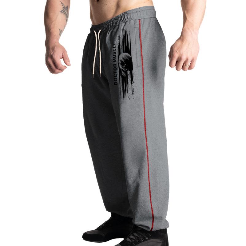 Autumn New Sports Men's Trousers Spelling Stripes Straight Large Size Drawstring Men's Casual Trousers