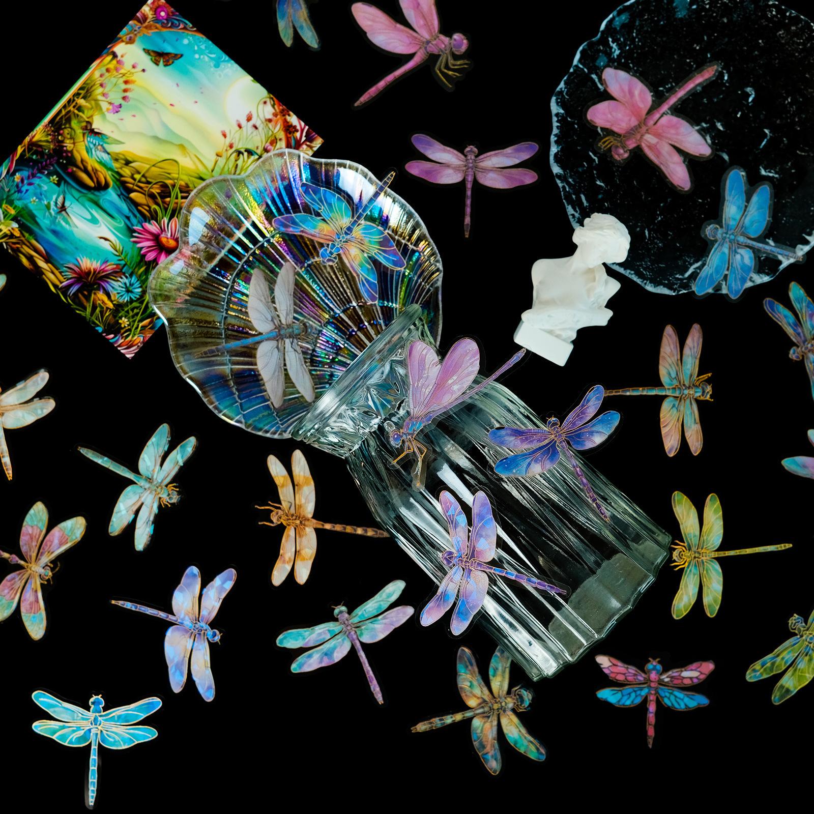 

30 Transparent Laser Insect Elements Pet Stickers Three-dimensional Hand Account Decoration Material Summer Series Gold Stamping Stickers