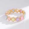 Trendy New Arrival Alloy Stretchable Colorful Glass Bracelet Elastic Cuff Geometric Bracelet Jewelry Gift for Women