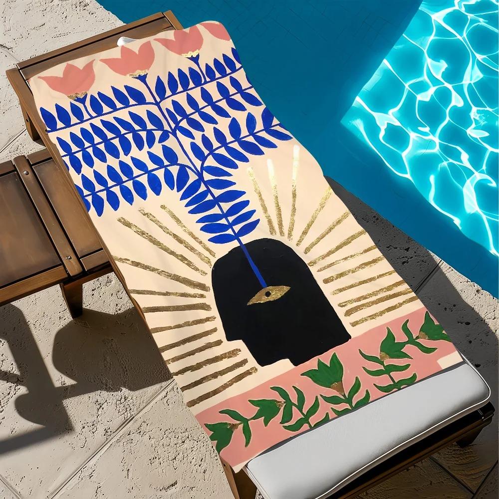 Harajuku Style Tiger Print Beach Towel Unique Abstract Eye Bath Towel Trendy Graphic Swimming Towels Summer Seaside Yoga Mat