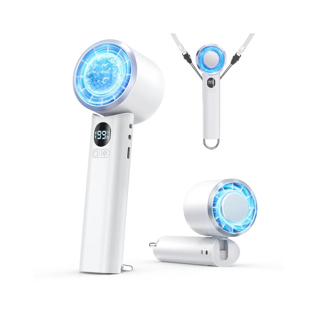 Innovation Portable Fan with Cooling Stepless Airflow Instant Cooling To Neck Mini Desk Handheld USB 6800mAh High LED Stand 5 Low Perfect for Watching