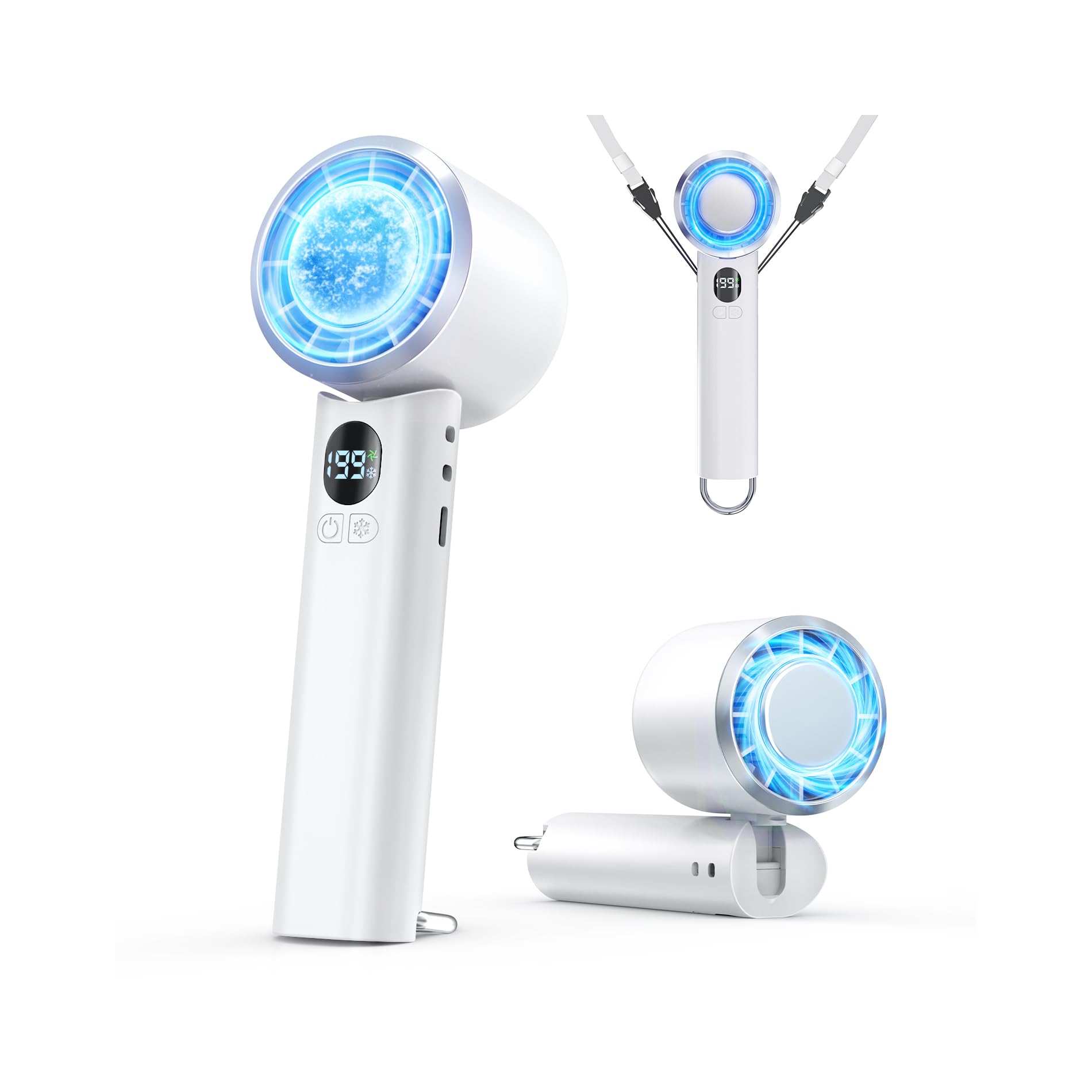 

Innovation Portable Fan with Cooling Stepless Airflow Instant Cooling to Neck Mini Desk Handheld USB 6800mAh High LED Stand 5 Low Perfect for Watching білий