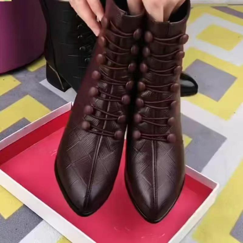 Short Boots Women's Autumn and Winter Fashion Medium Heel Medium Tube Soft Sole Short Boots