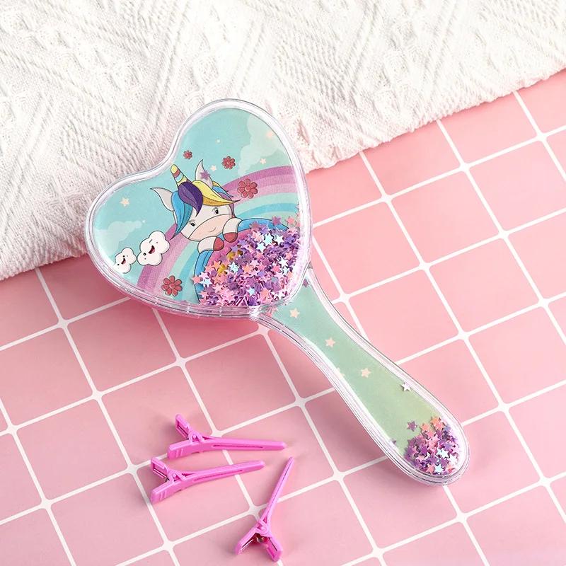 Mini Cute Cartoon Unicron Hair Brush for Young Kids Girl Shiny Squein Sweet Toddler Massage Comb Portable Travel Baby Hair Brush