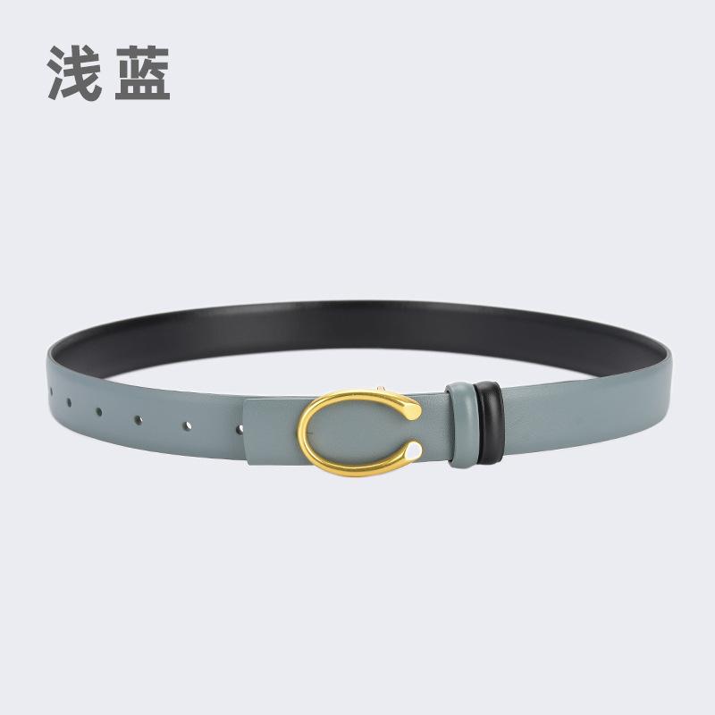 Four Seasons Available New Simplified Version Double Sided Buckle Belt Alloy Women'S Belt Fashion Versatile Leather Decorative Thin Belt