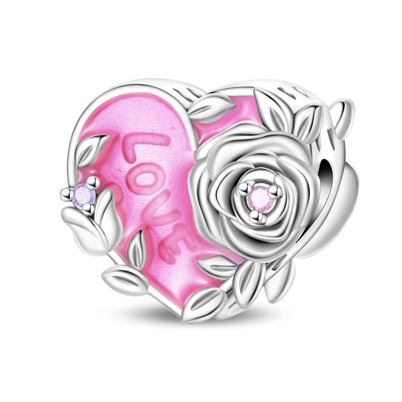 2026 Valentijnsdag Collectie Roze Bedel Rubiks Kubus Rozen Hanger Kralen Sieraden Ketting Armband Accessoires 925 Zilver