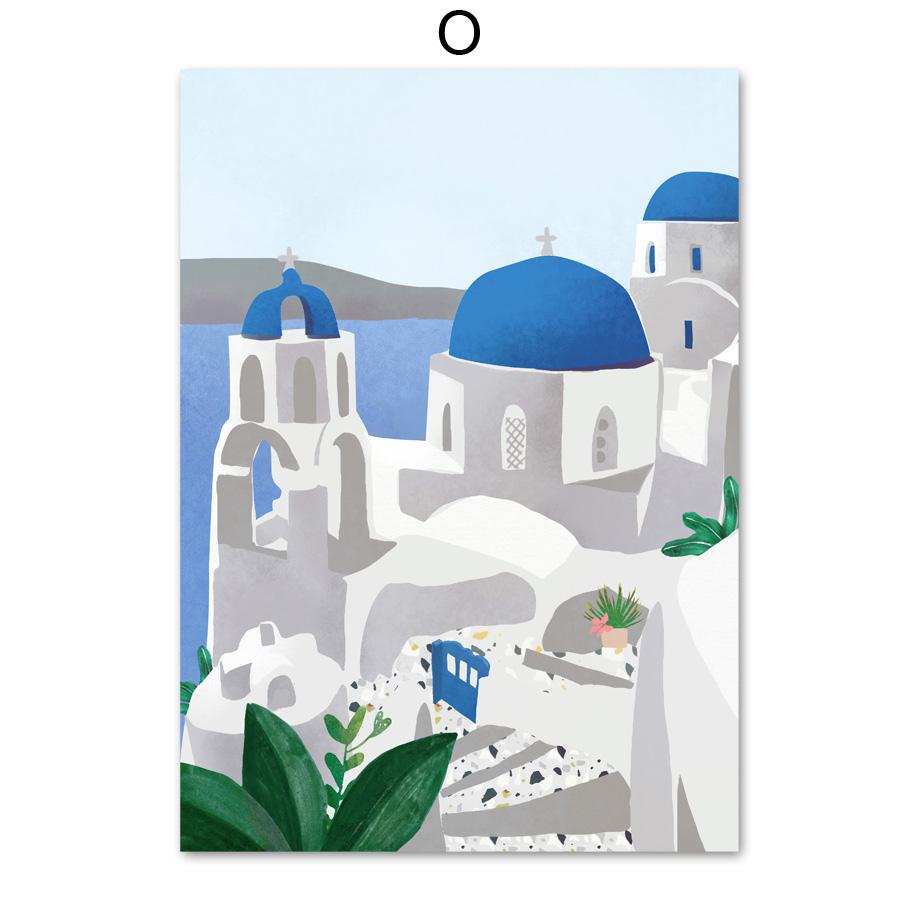 Šiaurės šalių Egėjo jūra Marokas Drobė Tapyba Mergina Kelionė Peizažas Sienos Menas Mėlynas vandenynas Plakatas Svetainė Namų apdaila Cuadros