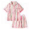 Women's Summer Cotton Pajama Set - Sweet Cardigan, Short Sleeve Top, and Shorts for Home Wear