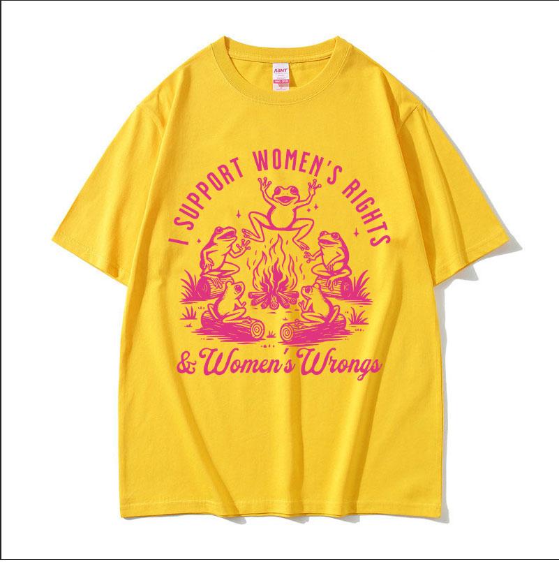 I Support Womens Rights and Wrongs Frog Funny Meme T Shirts Men Women Retro ONeck Fashion Oversized Cotton Tshirt Summer Tops
