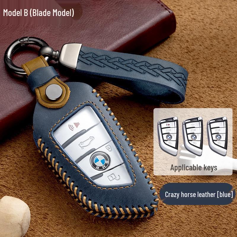 BMW LCD Schlüsselhülle: Echtlederbezug für 1er, 3er, 5er, 7er Reihe, X1, X3, X4, X5, X6, Blade 525, 320li. Vollständiges Wrap-Design.