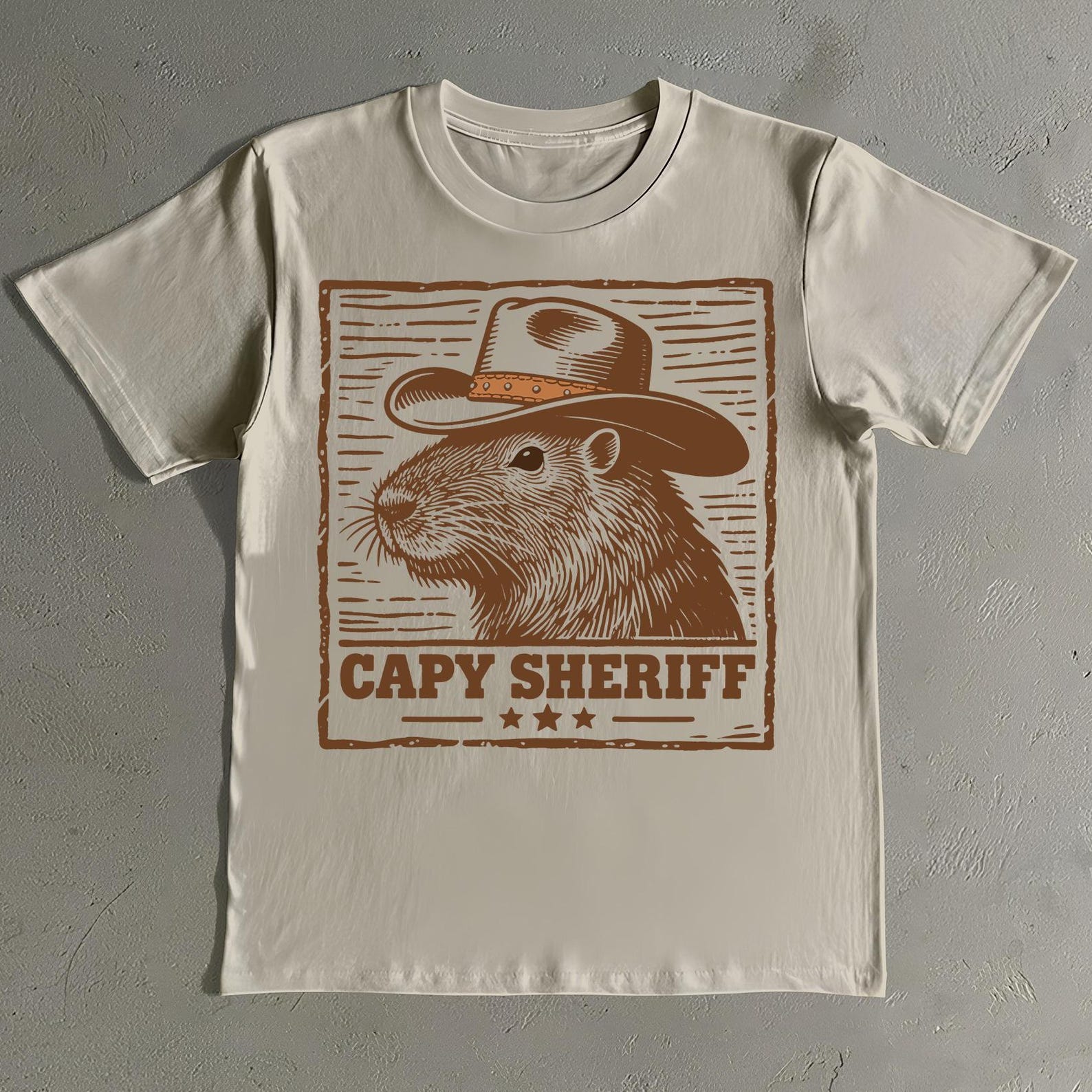 Funny Capybara Sheriff Shirt: Retro Western Graphic Tee M