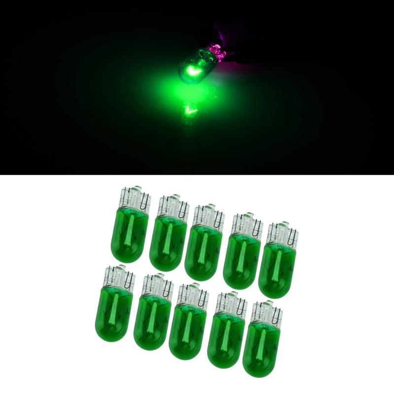 10Pcs Green T10 12V 5W Wedge trument Dash Light Lamp Halogen Bulb fit for universal