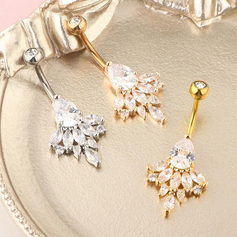 Stainless Steel Jewelry Exquisite Zircon Navel Ring Trend Woman Body Piercing Female Accessories Sexy Women Punk Belly Button Ring