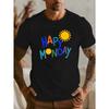 European Size Happy Monday! Check Out This Trendy Short-Sleeved Men'S T-Shirt for Summer, Featuring a Stylish Print.Versatile And Breathable Top