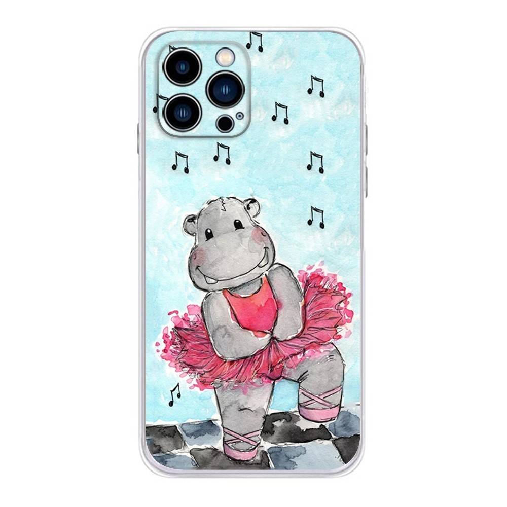 

Милый Чехол для Телефона Бегемот Гиппопотам Для iPhone 16,15,Pro,Max,14,Plus,13,12,11,E Mini Air,17,Pro Защитный от Падений Чехол TPU iPhone12PRO