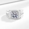 925 Sterling Silver Fashion Classic Two Carat Zircon Men's Ring Birthday Party Anniversary Gift