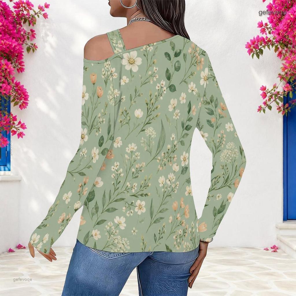 Plus Size Female Long Sleeve Shirt With Chest Hollow Decoration