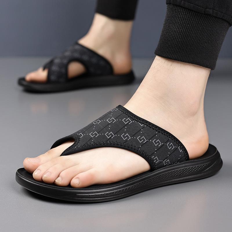 

Летняя Новая Обувь для Мужчин Тапочки Модный Принт Повседневные Шлепанцы Уличная Удобная Пляжная Обувь 44 чёрный