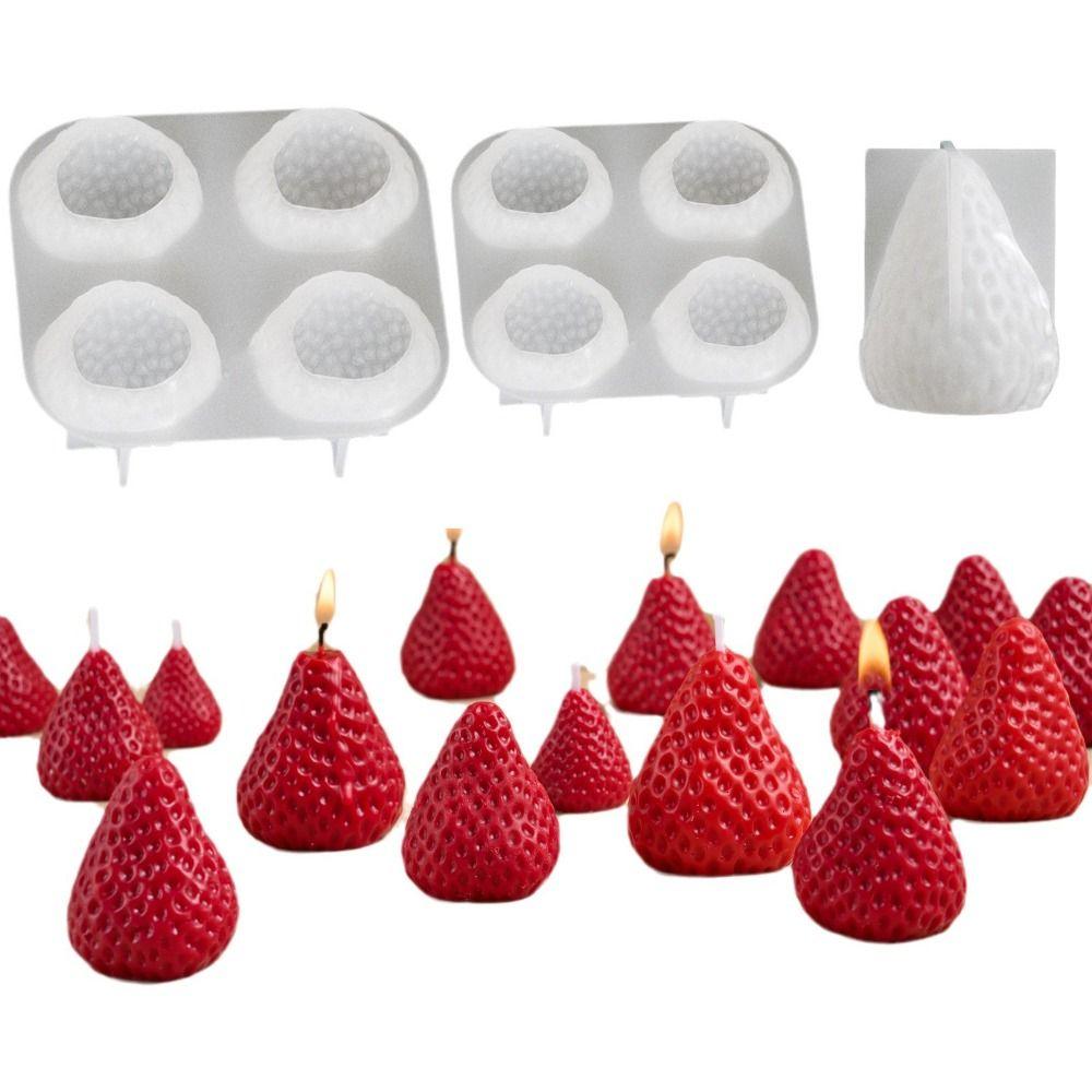Reusable Aromatherapy Candle Mold Strawberry Shape Gypsum Resin Casting Molds Wedding Anniversary