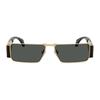 Versace Metal Rectangular Sunglasses Men Sunglasses Black Gold O2286-O10028757_ONUL