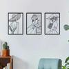 3pc Retro Fashion Metal Wall Art Female Figure Sculpture for Bedroom Decoration