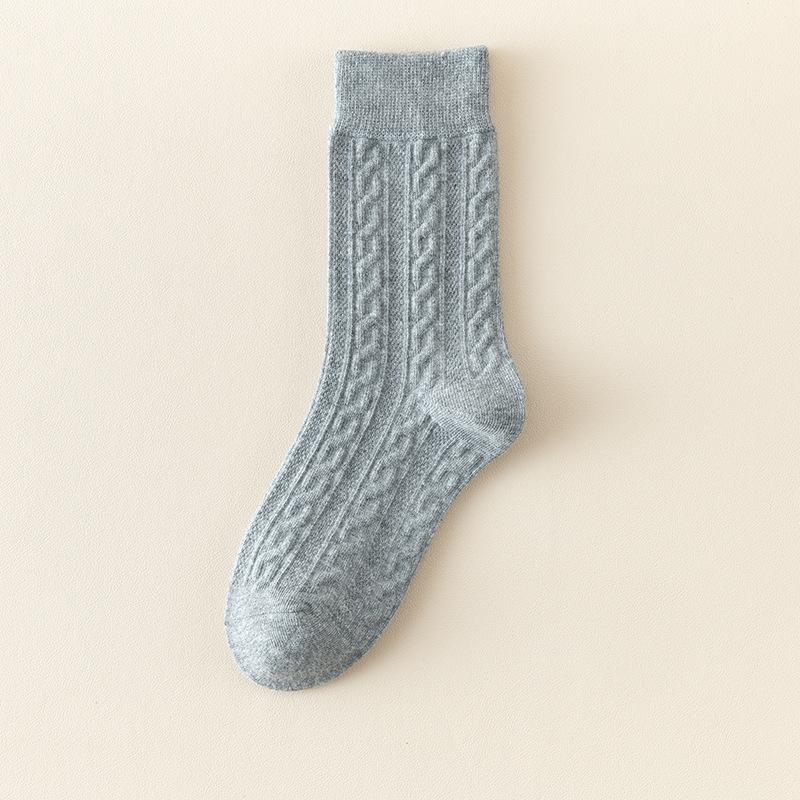 Women's Mid-calf Socks, Autumn and Winter Combed Cotton Antibacterial and Deodorizing Twisted Long Calf Socks, Women's Long Socks