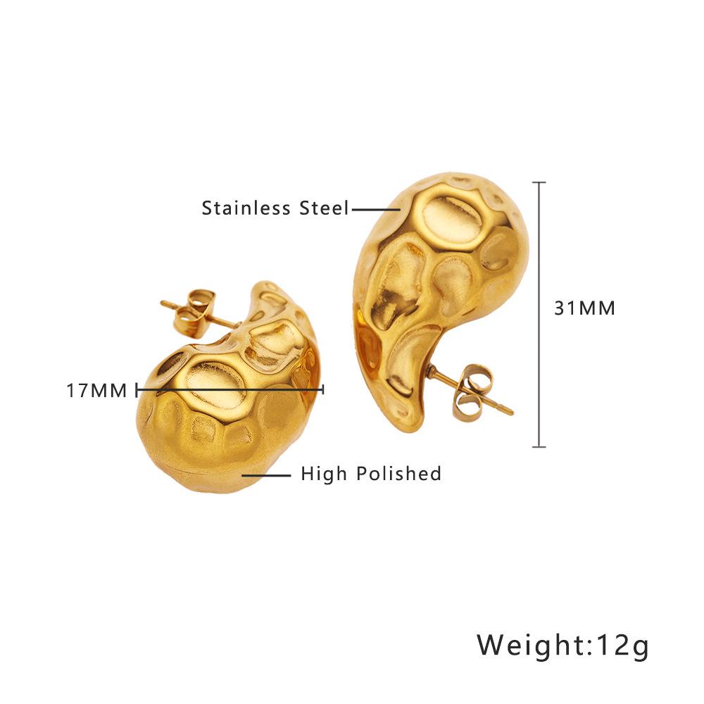 European and American INS Style Stainless Steel Water Drop Gold Ear Studs