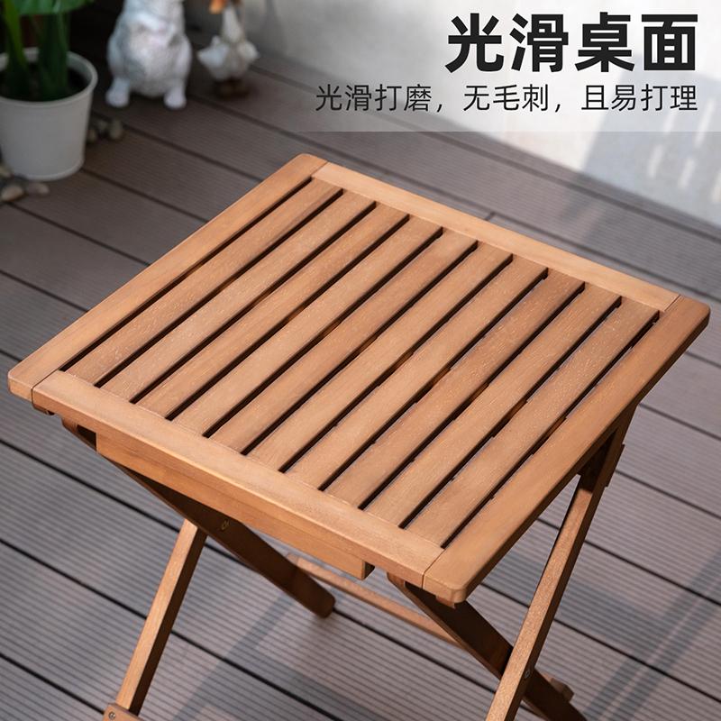 Outdoor Folding Table - Portable Wooden Picnic Table for Home/Camping, Square Balcony Table, Lightweight Dining Table