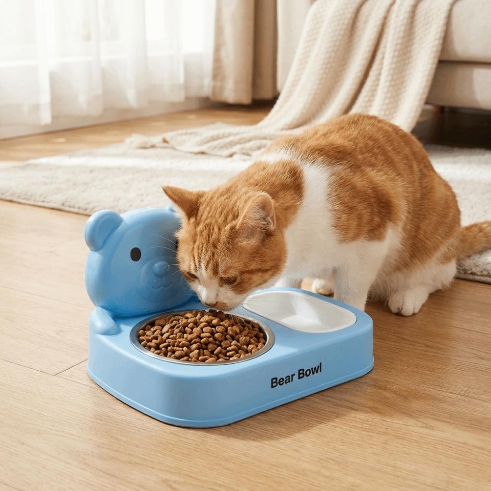Detachable Cat Food Water Bowl Non-Slip Base Cat Feeding Bowl Pet Water Container  for Cats Dogs