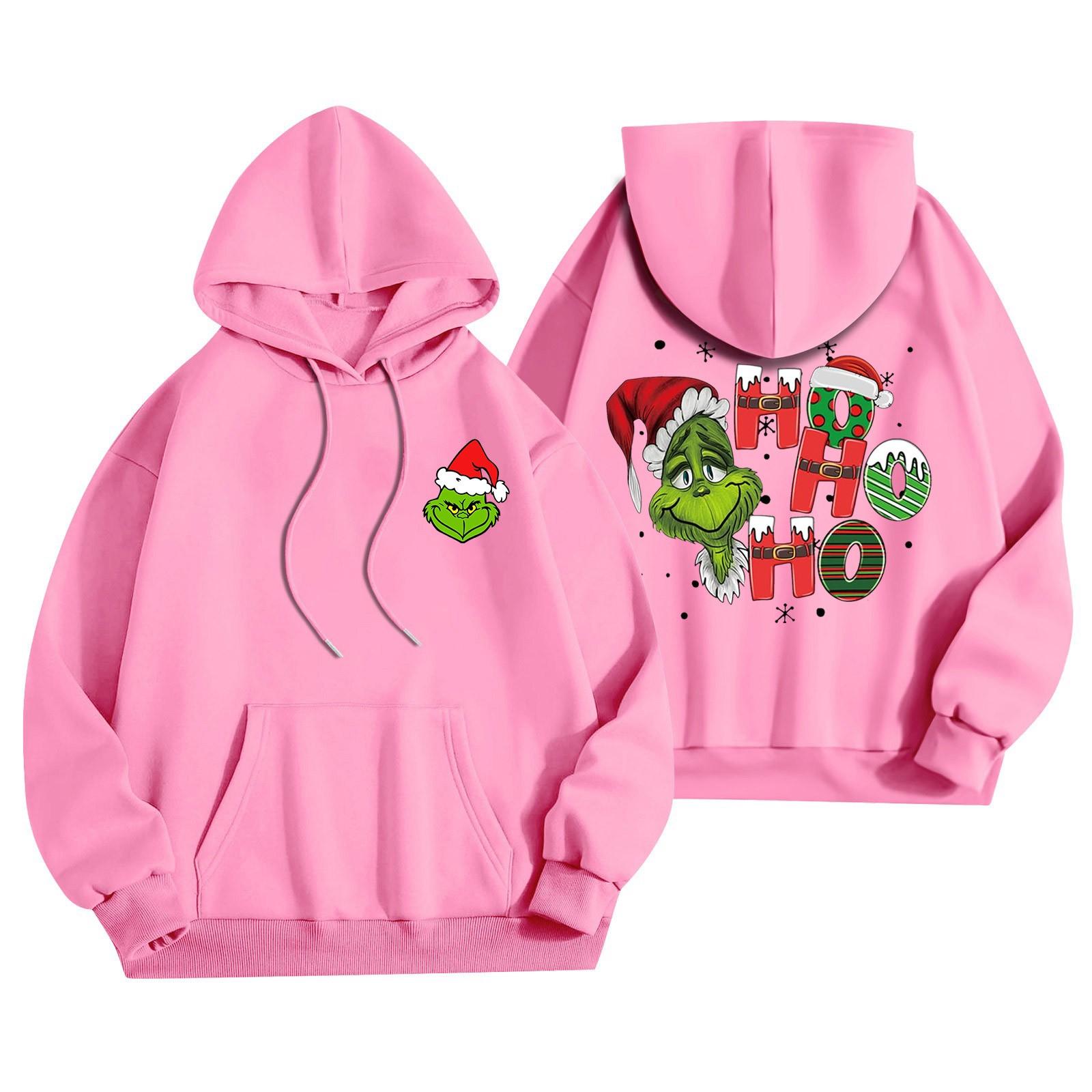 

Женская мода, легкий женский свитер с длинными рукавами и карманами, рождественская толстовка с капюшоном XXXL розовый