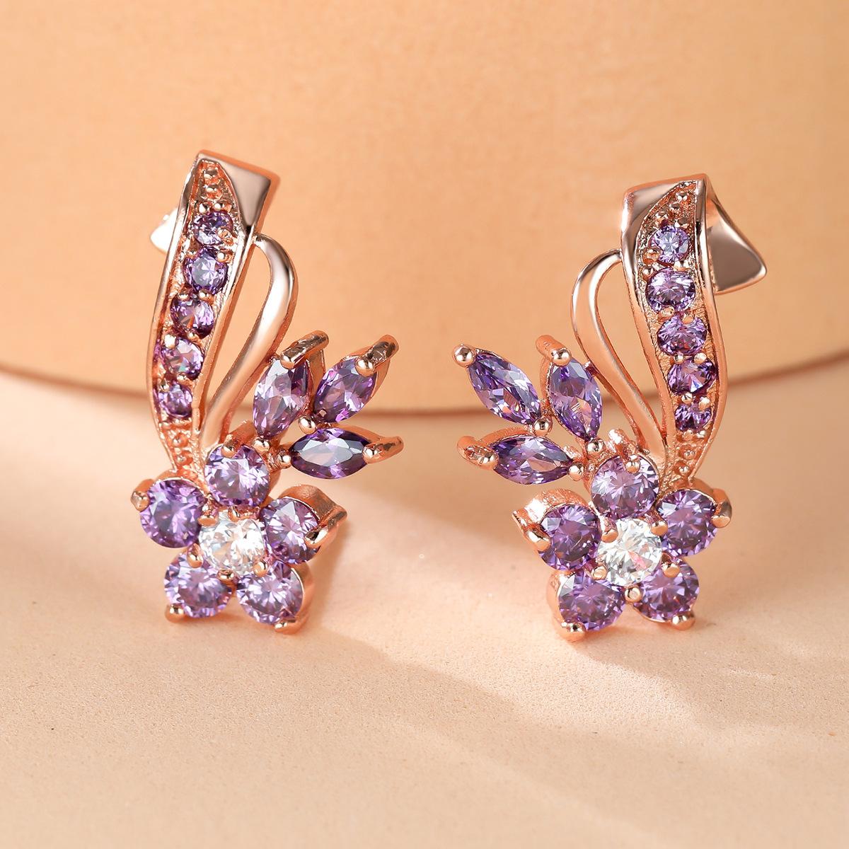 

Серьги в форме цветка с инкрустацией из циркония ретро простые индивидуальные женские серьги серьги