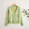 In Stock: Versatile Daisy Jacquard V-Neck Cardigan Sweater