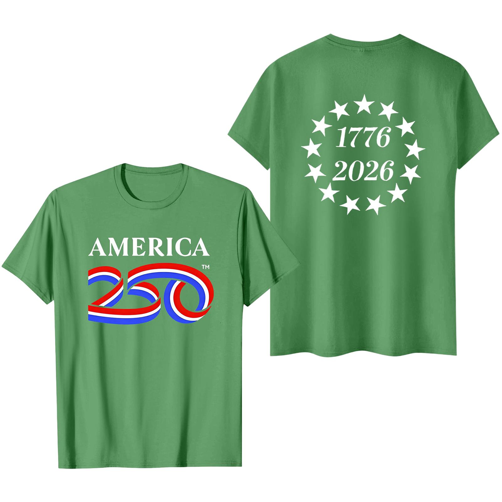 USA Anniversary Men s Casual Letter Print Short-Sleeve T-Shirt L зелёный