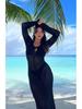 European & American Knit Hollow Long Sleeve Sexy Dress Beach Cover-up Hoodie Cardigan Bikini Outerwear