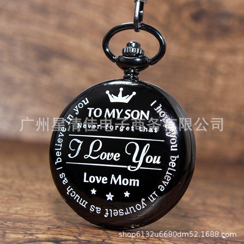 Steampunk Full Hunter Golden/Silver/Black Quartz Analog Alloy To My Daughter Pocket Watches/To My SON Pocket Watches Pendant Chain Roman Number Clock