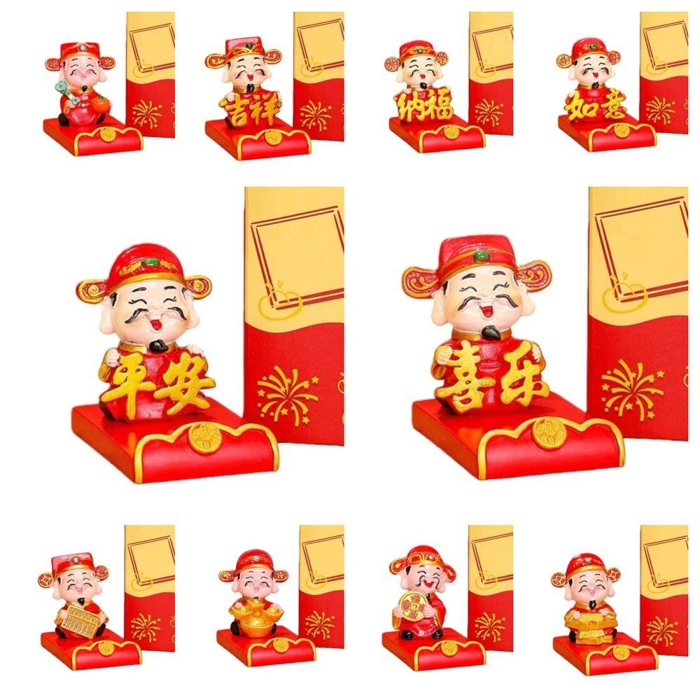 Festival Decorative Statue Chinese Wealth God Ornament Resin Mobile Phone Stand  New Year Gift