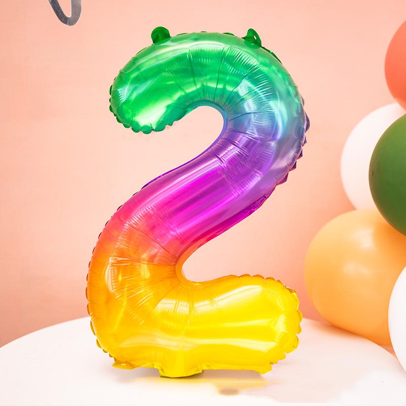 1pc 16inch New Rainbow 0-9 Gradient Number Aluminum Foil Balloons Birthday Celebration Party Decoration Children's Toy Balloon