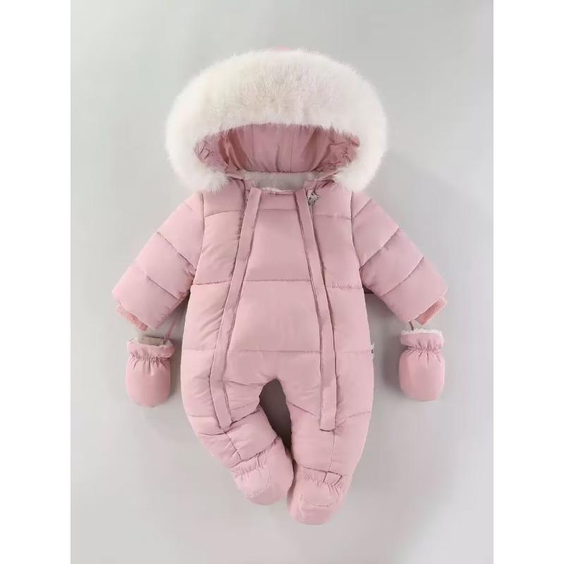 

Младенцы Малыши Дети Зимний комбинезон Утепленный с капюшоном Теплый комбинезон Верхняя одежда Детский комбинезон 80 розовый